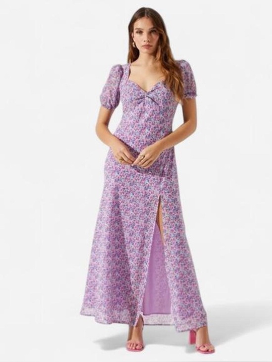 Astr Dresses & Skirts - ASTR the Label Lilac Ditsy Floral Puff Sleeve Maxi Dress NWT $158